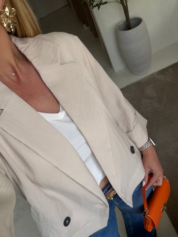 Blazer court & fluide beige — vue alternative