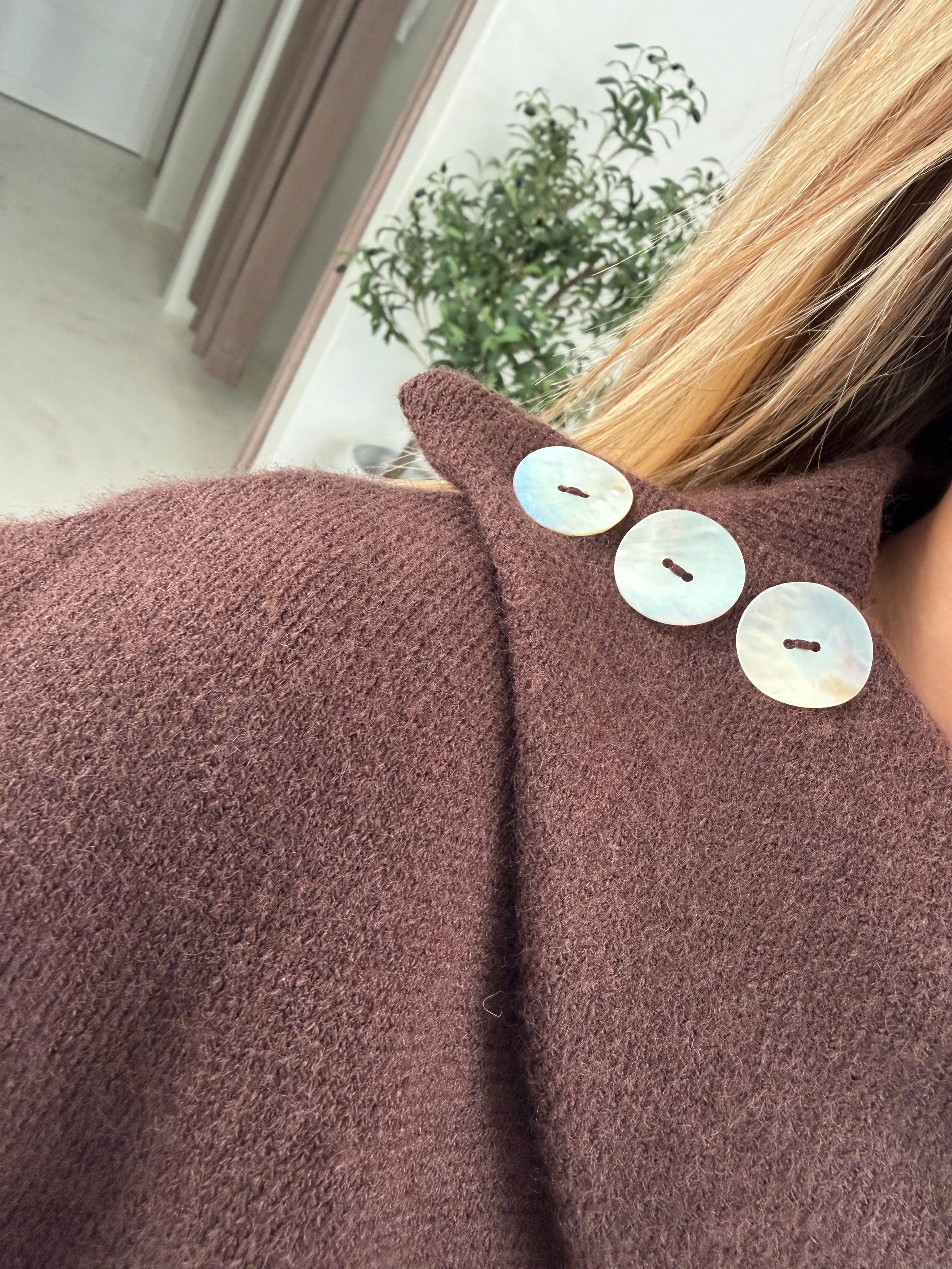 Pull à col cape marron — vue 2