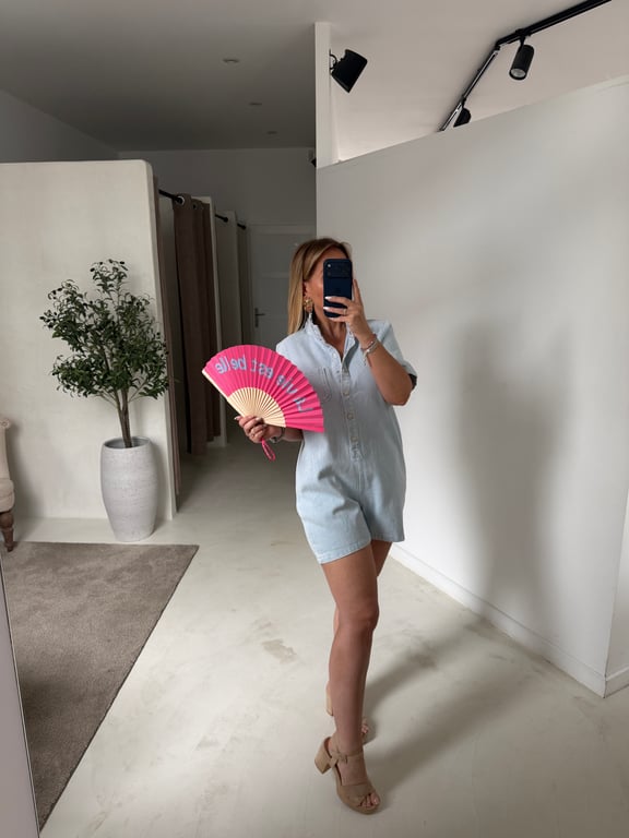 Combishort bleu ciel en jean