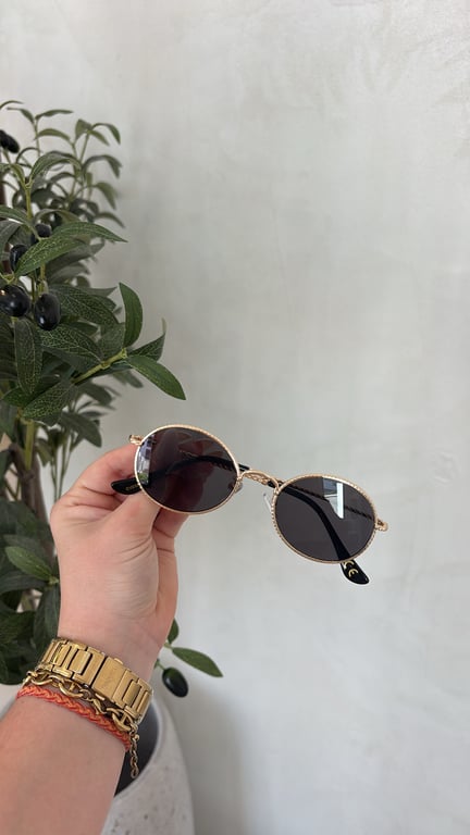 Lunettes de soleil à branches fines tressées dorées — vue alternative