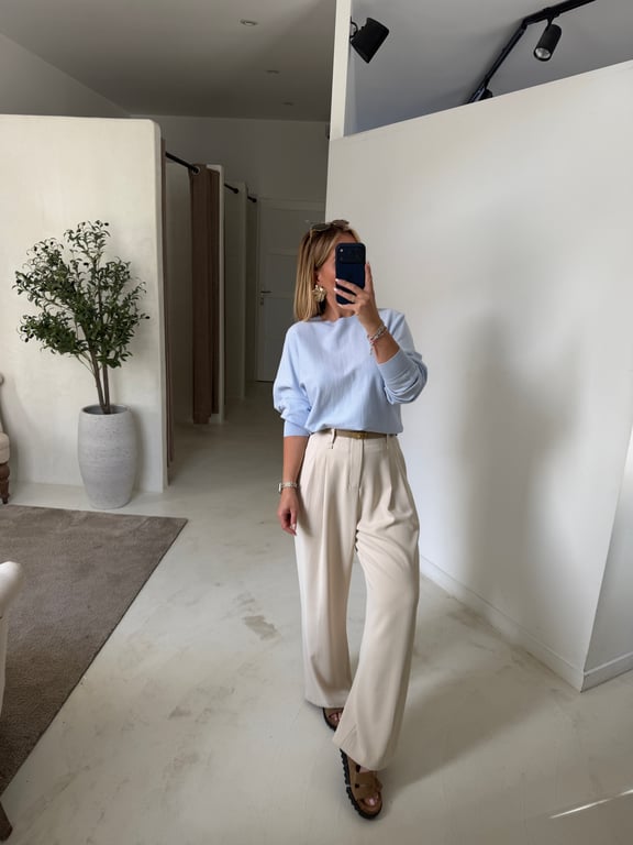 Pull fin bleu ciel