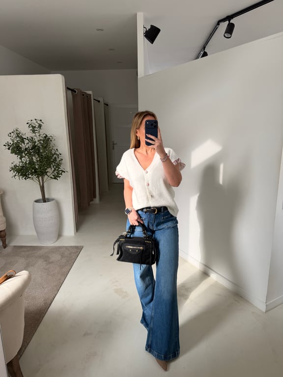 Gilet sans manches avec volants fleuris - Pulls, gilets & sweats | Sodress