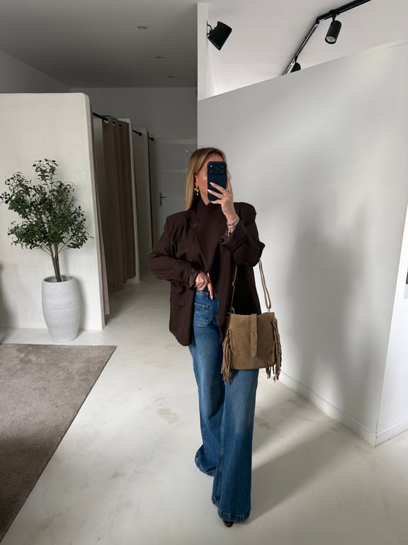 Blazer asymétrique marron - Vestes & Manteaux | Sodress - Vue alternative