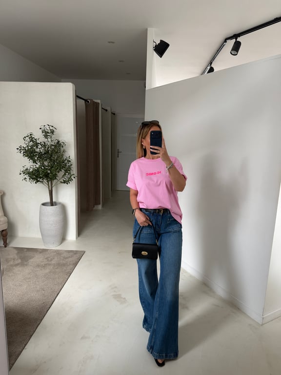T-shirt bleu rose « iconic »