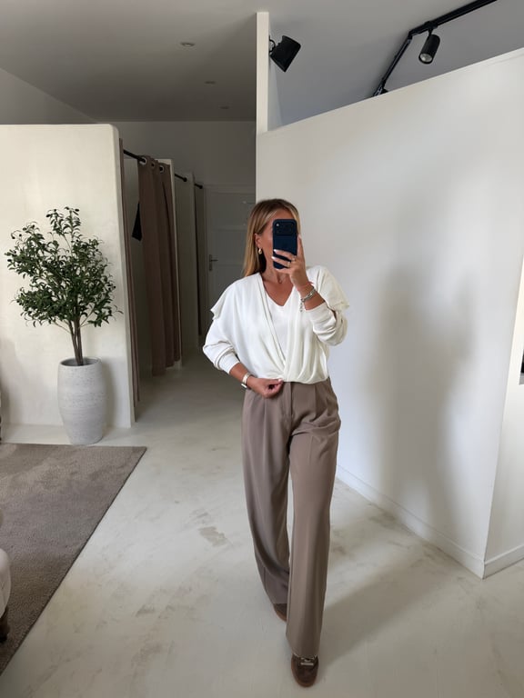 Blouse col V écru