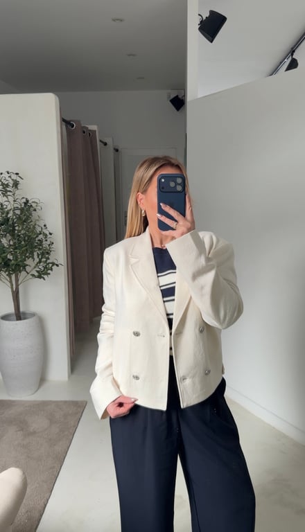 Veste ajustée écru boutons argentés - Vestes & Manteaux | Sodress - Vue alternative