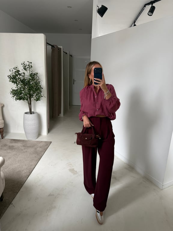 Pantalon fluide & large bordeaux