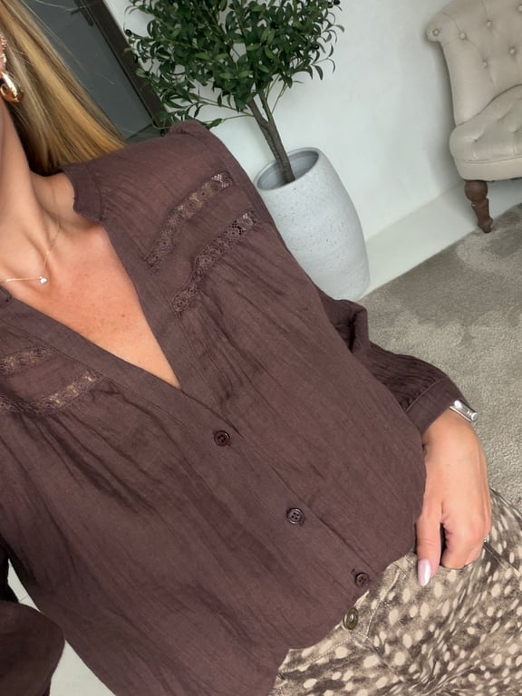 Blouse col V marron — vue alternative