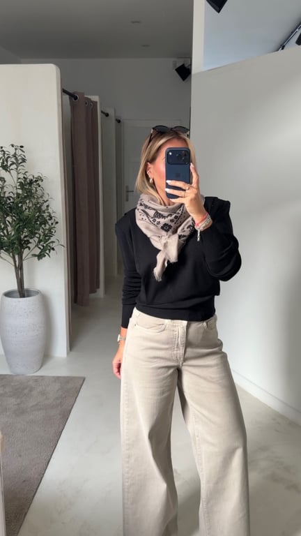 Foulard bandana bicolore taupe — vue alternative
