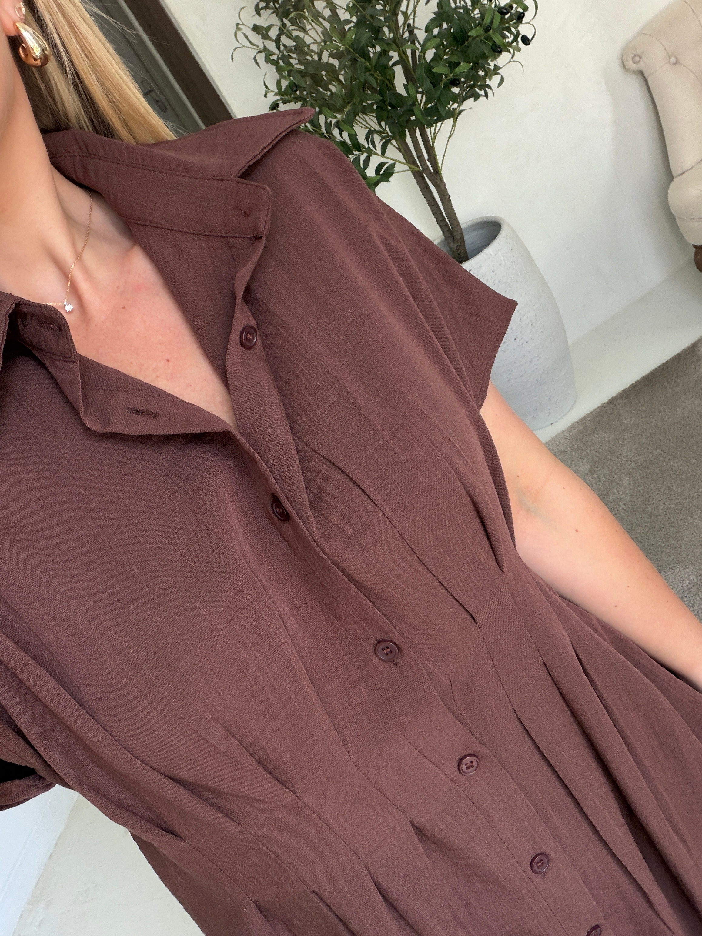 Robe chemise longue marron — vue alternative
