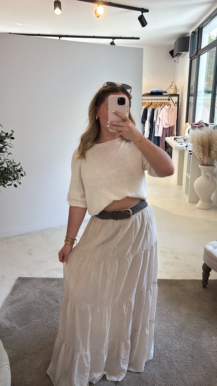 Jupe longue en coton beige