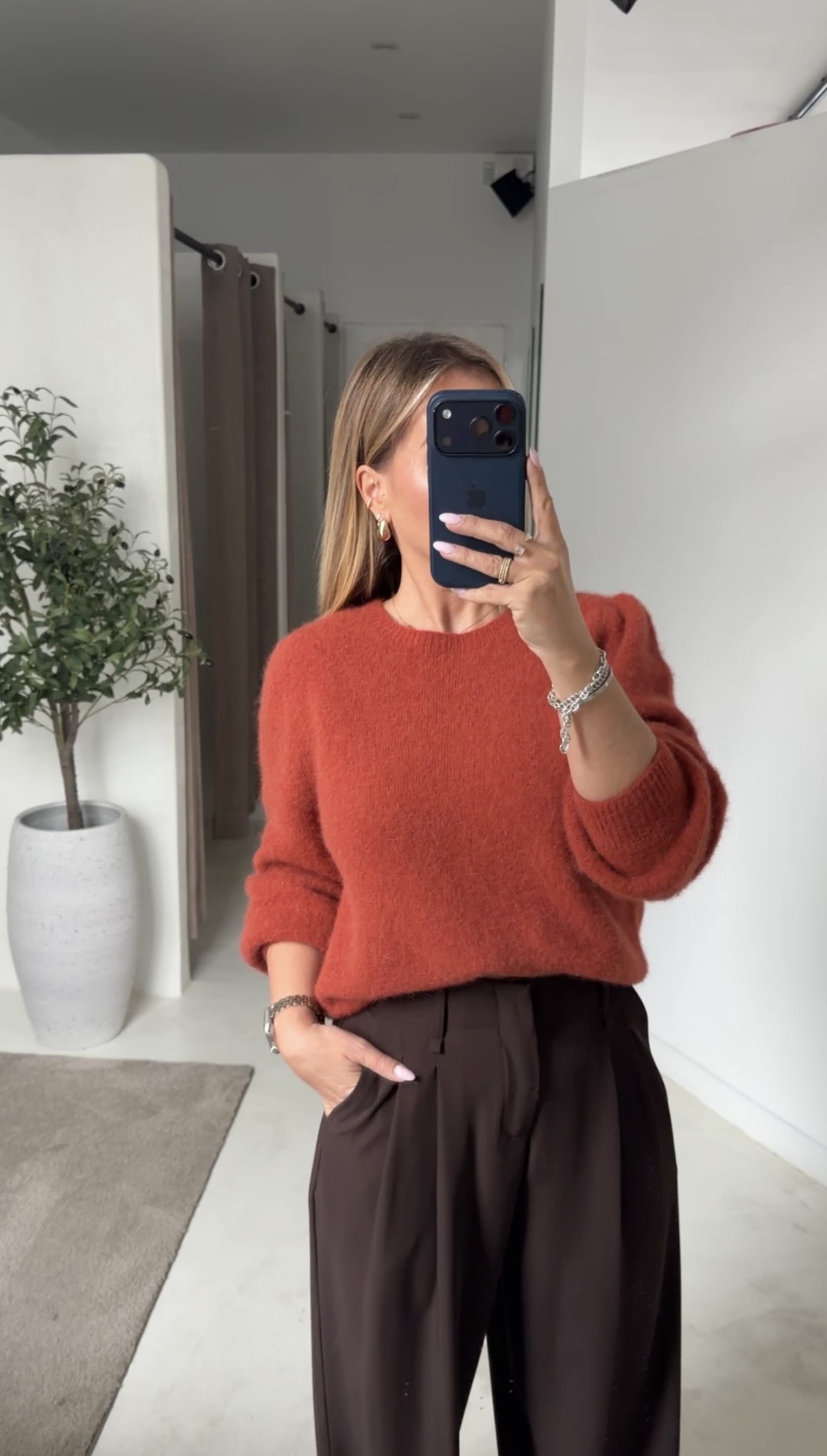 Pull à épaulettes brique — vue 4