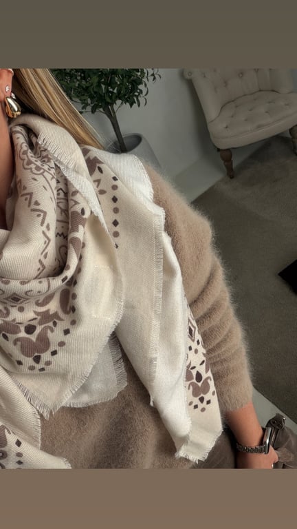 Foulard bandana tricolore écru