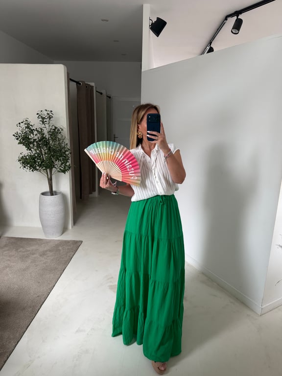 Jupe longue en coton vert