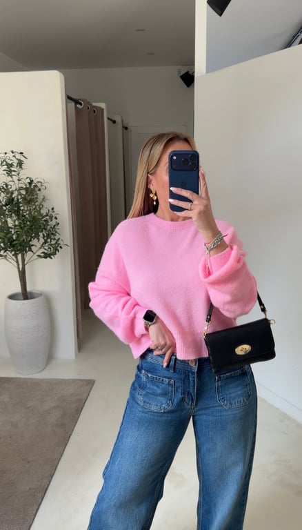 Pull court col rond rose - Pulls, gilets & sweats | Sodress