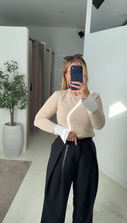 Top beige effet chemise