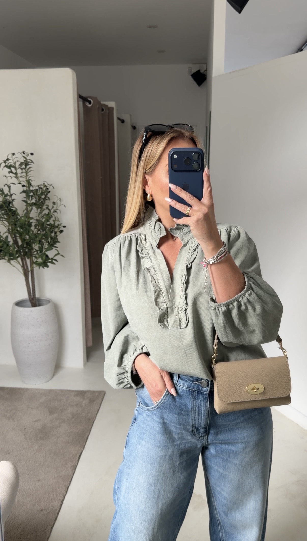 Blouse en jean kaki — vue alternative