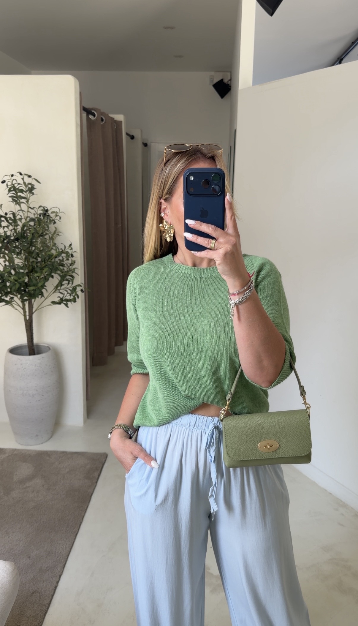 T-shirt en maille fine vert — vue 2