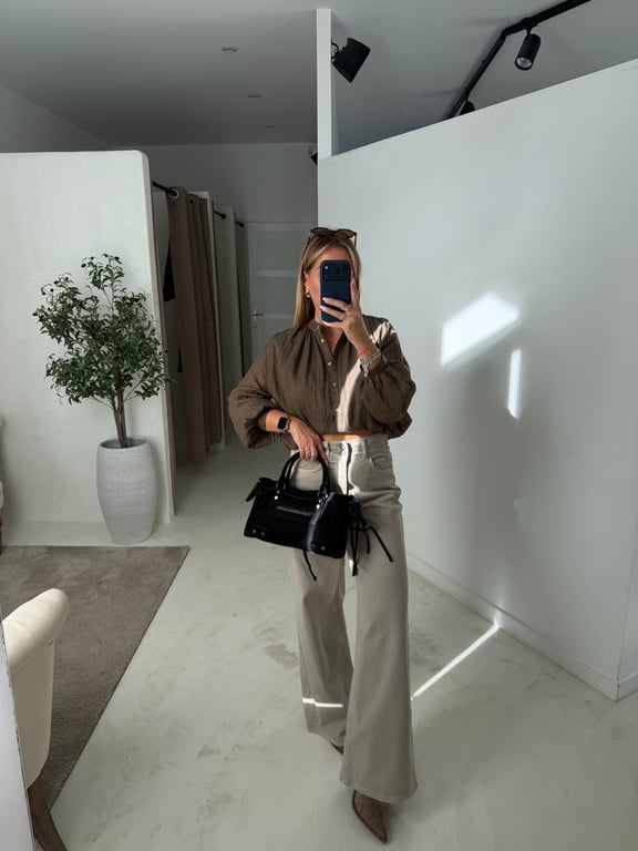 Blouse en coton kaki