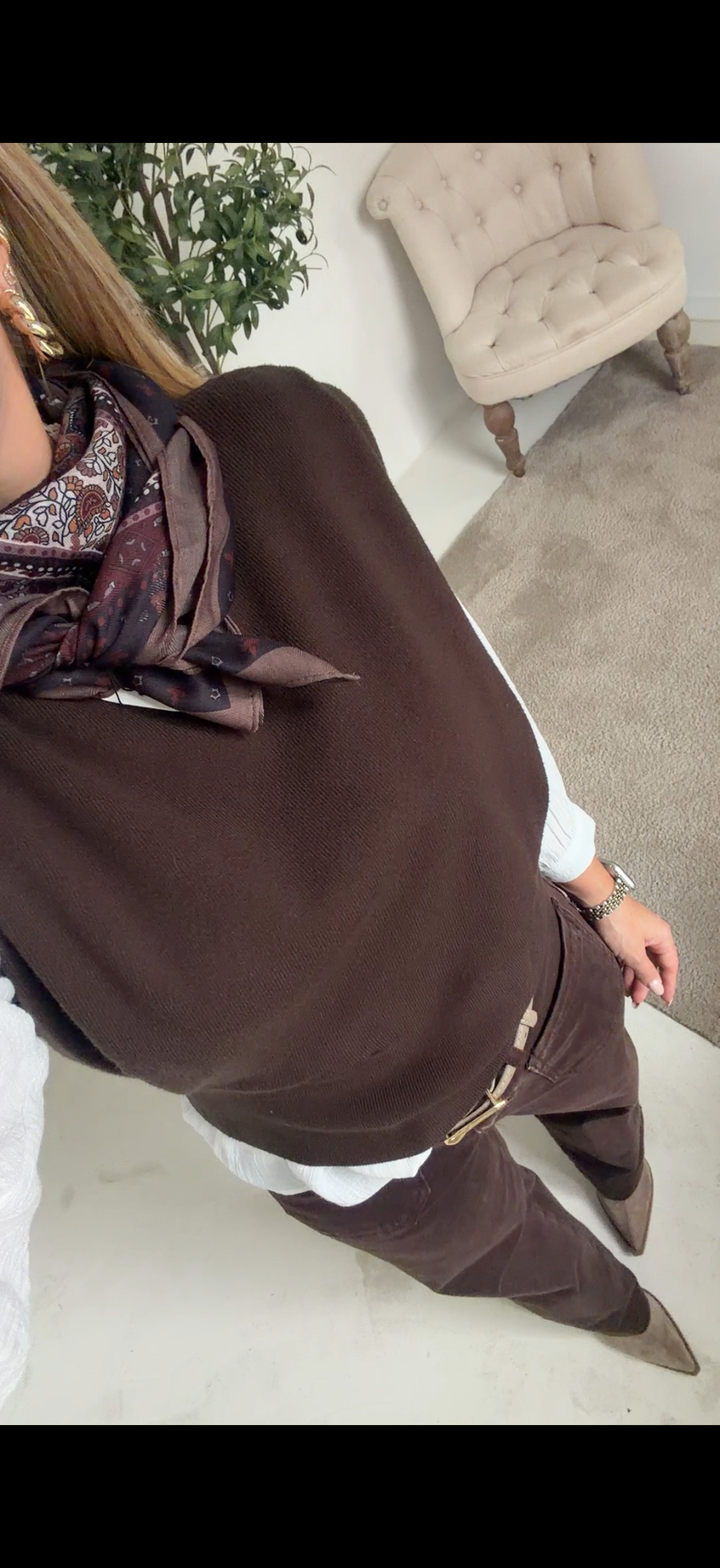 Foulard à motifs tons marron & bordeaux — vue 2