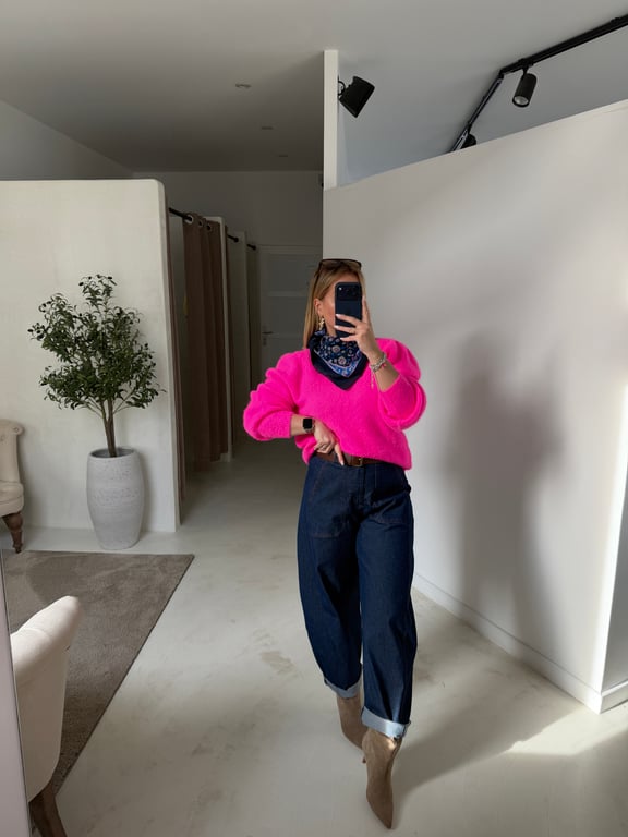 Foulard à fleurs bleu éléctrique, rose et beige - Echarpes & Foulards | Sodress - Vue alternative