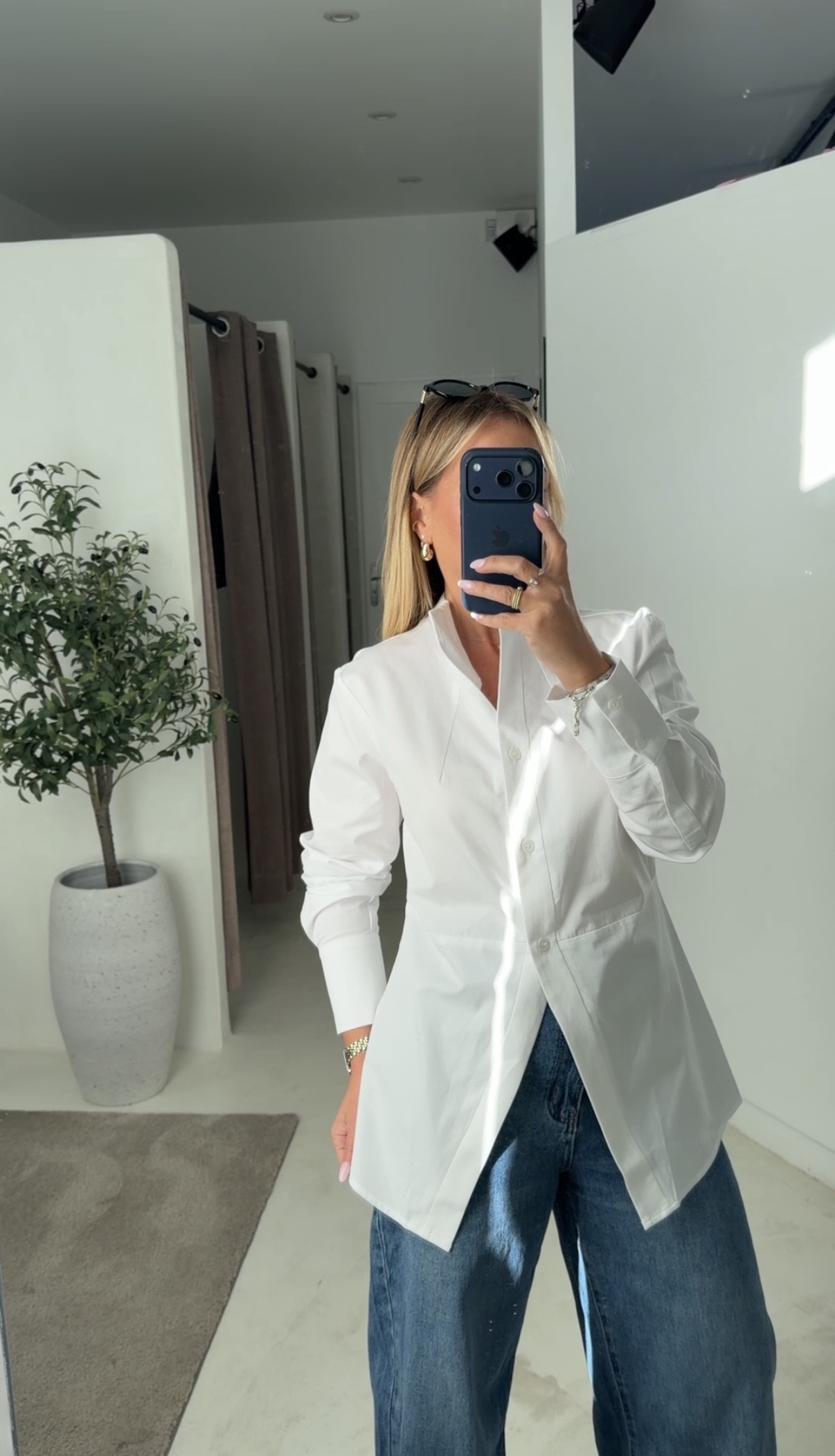 Blouse blanche col mao — vue 2