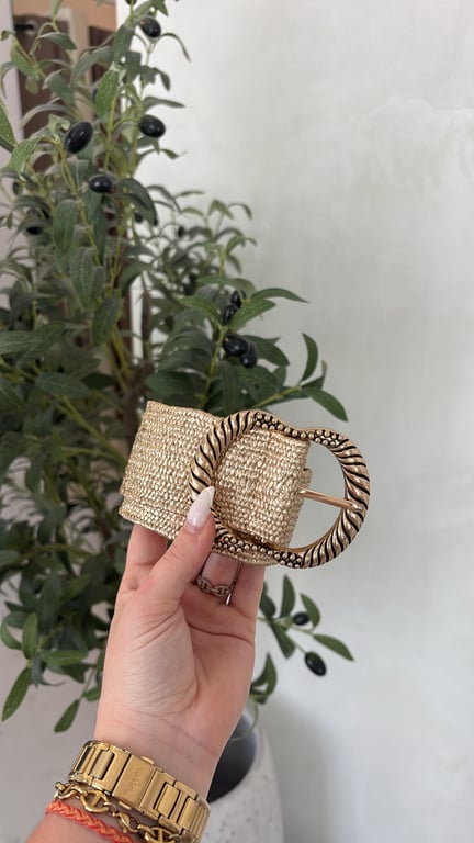 Ceinture en raphia dorée