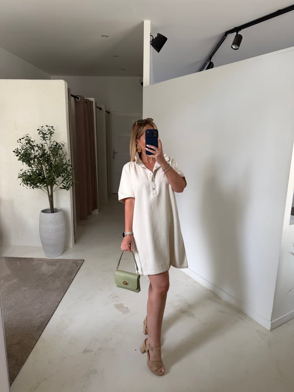 Robe en jean à col montant