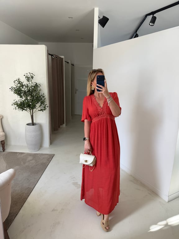 Robe longue terracotta