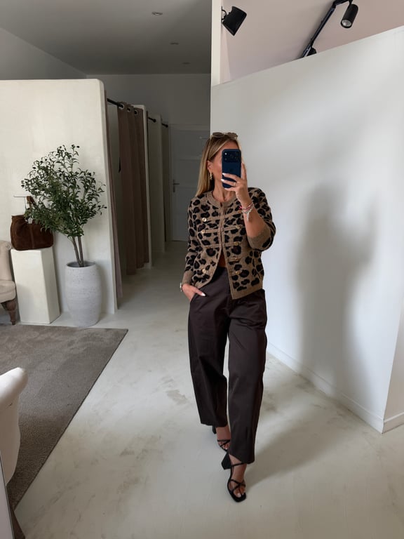Pantalon ballon en coton marron