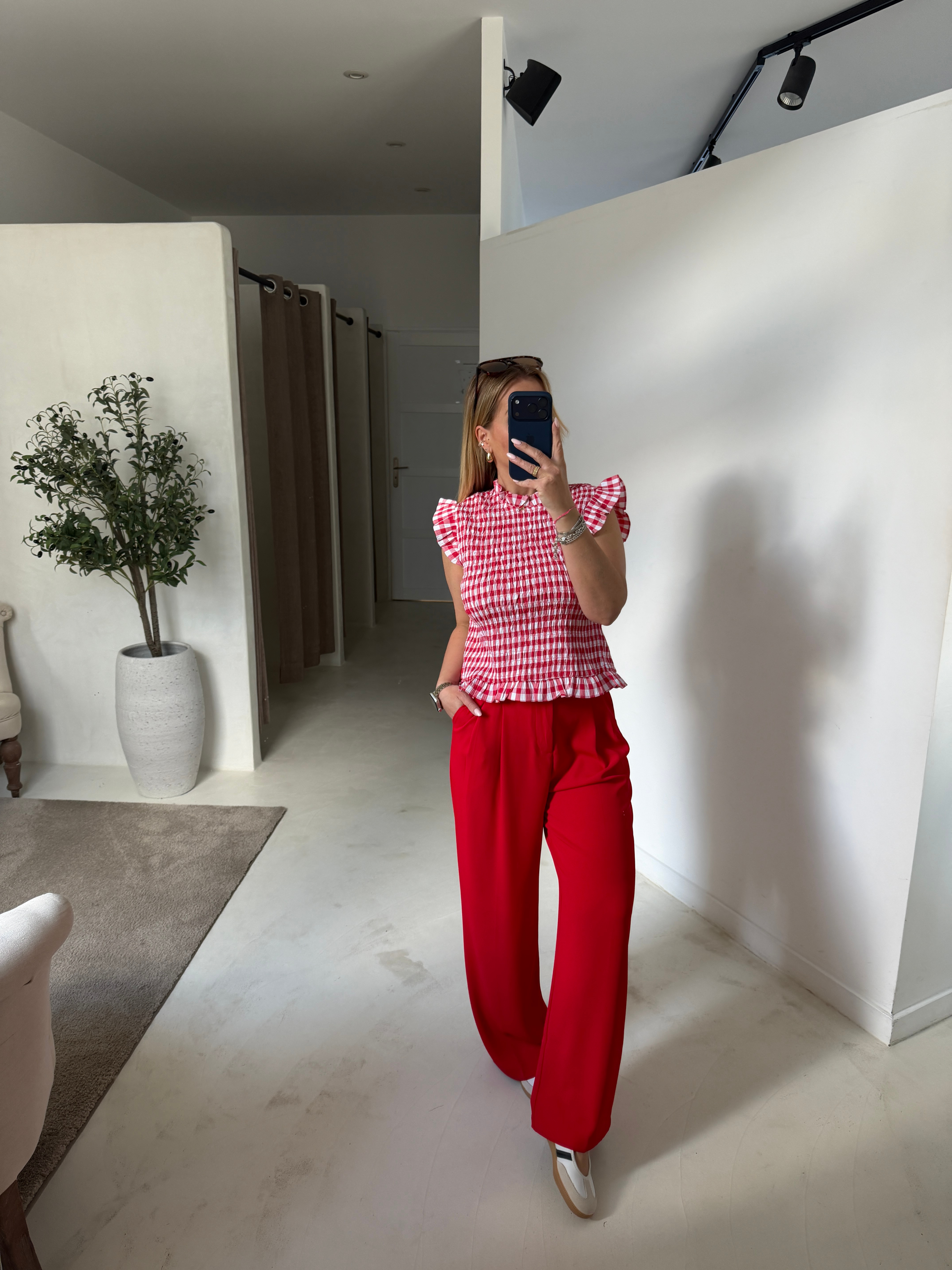 Blouse vichy rouge et blanc