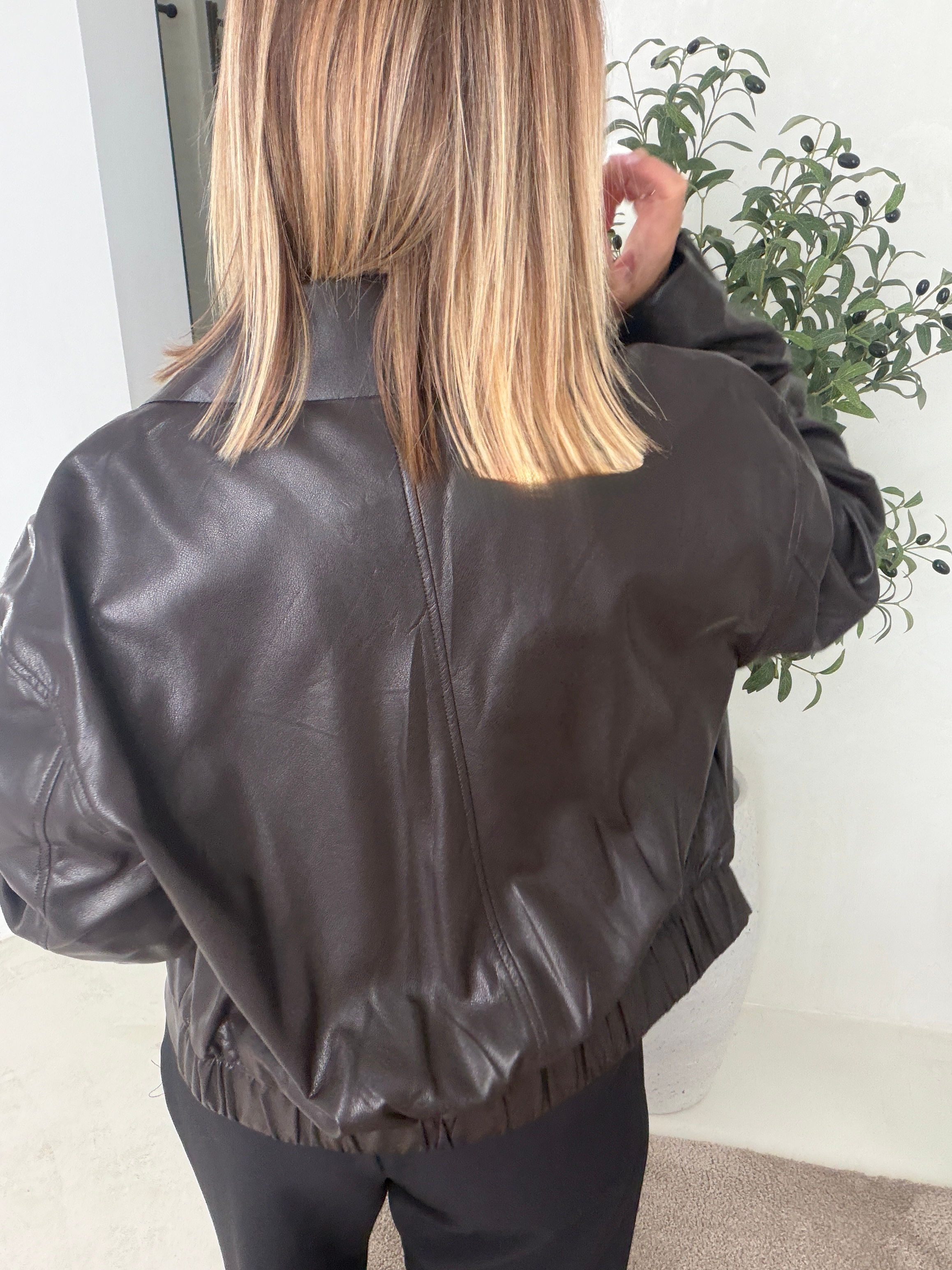 Veste simili cuir marron — vue 2