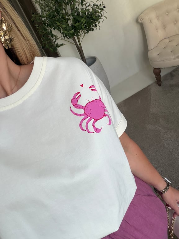 T-shirt jaune pâle avec crabe rose — vue alternative