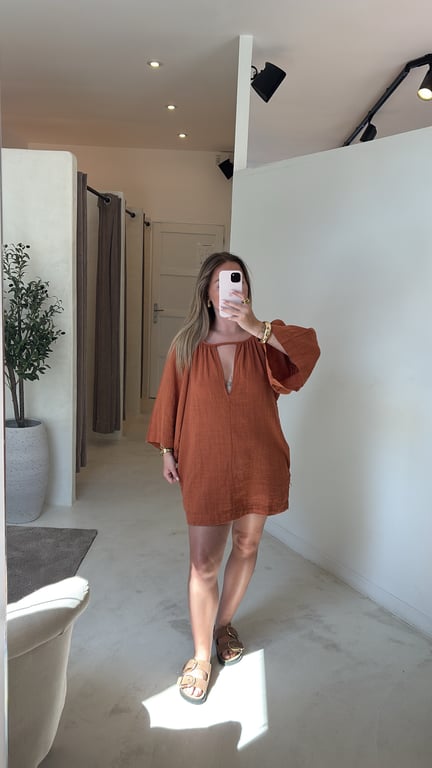Tunique style lin terracotta
