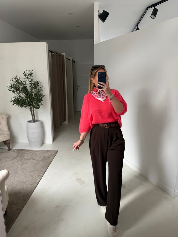 Pull manches courtes corail