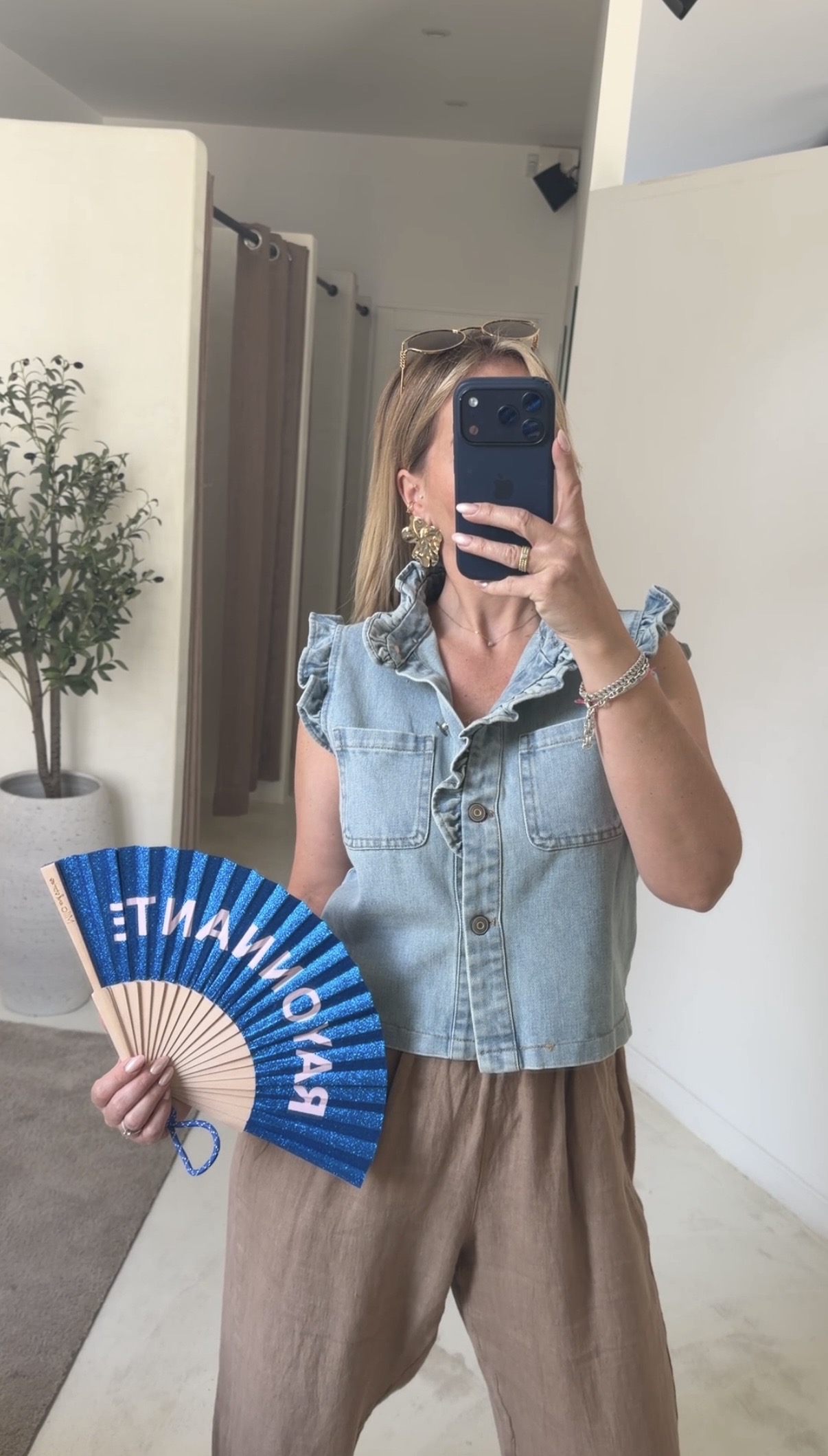 Veste en jean sans manches avec volants — vue 2