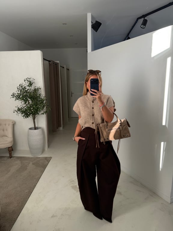 Gilet sans manches beige chiné
