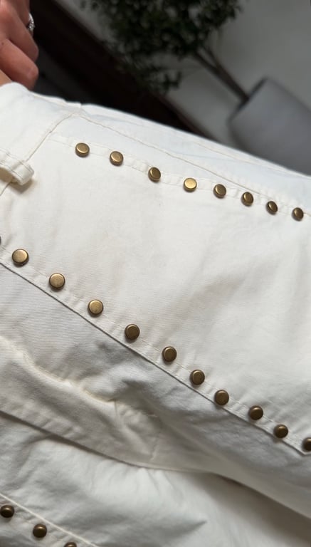 Pantalon barrel écru à clous — vue alternative