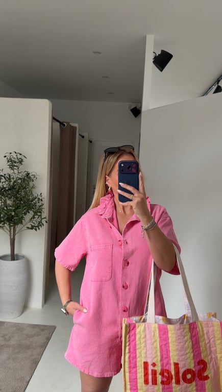 Combishort rose col montant