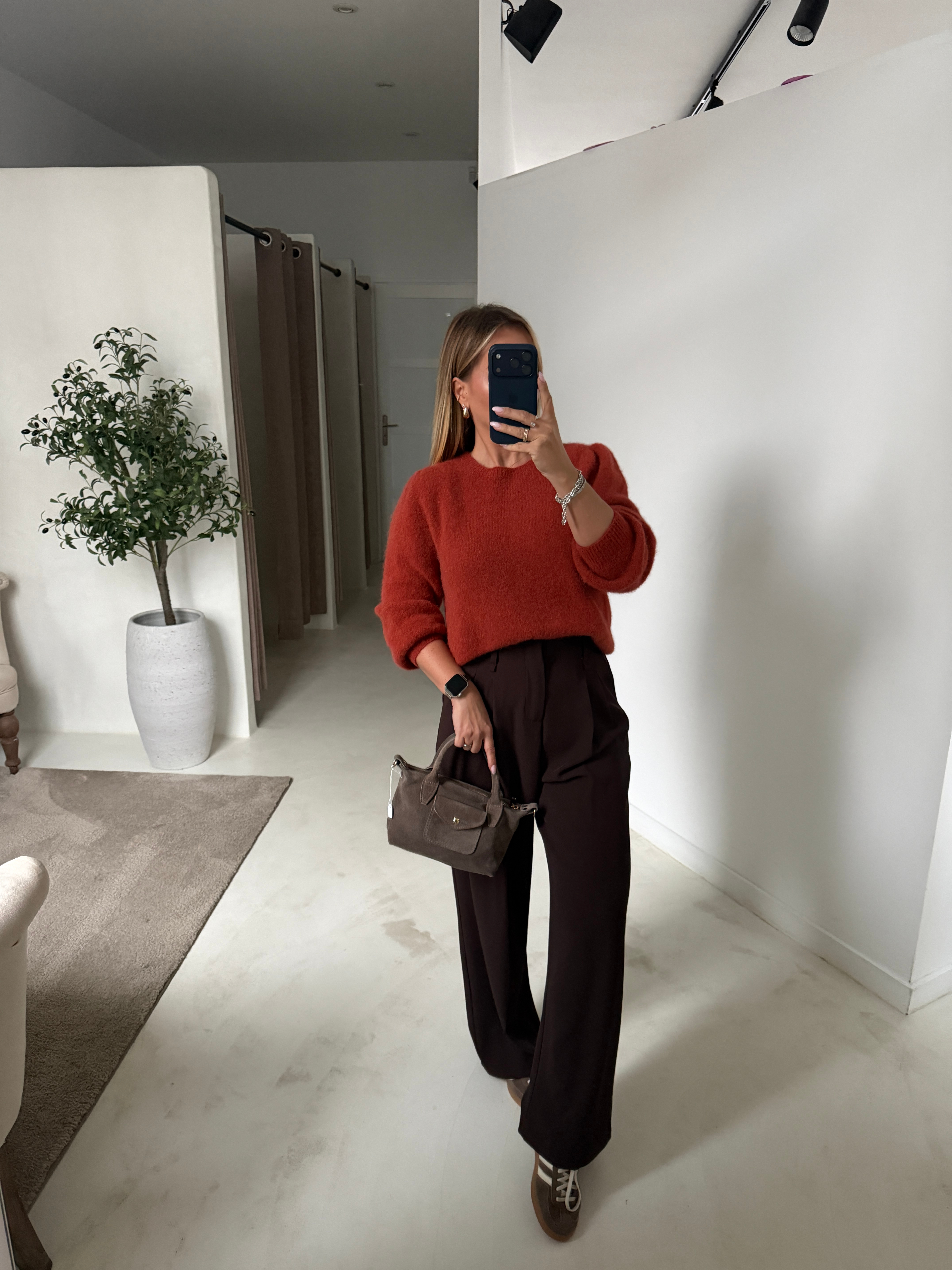 Pull à épaulettes brique — vue 3