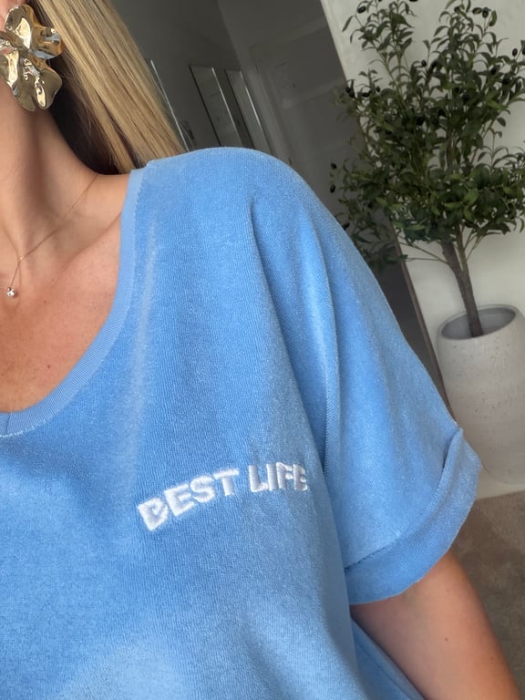 T-shirt bleu en éponge — vue alternative