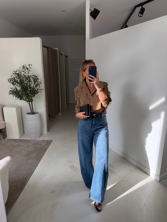 Blouse camel col V