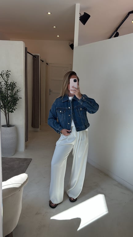 Veste courte en jean foncé