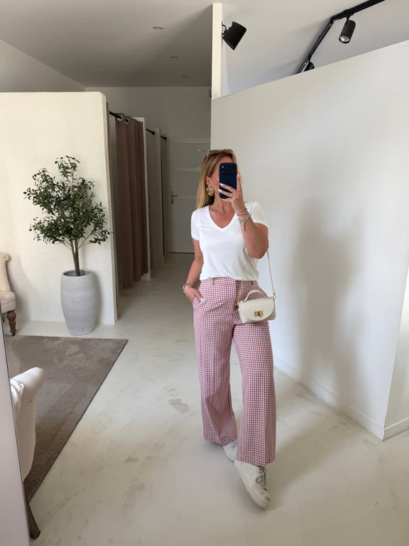 Pantalon vichy rose
