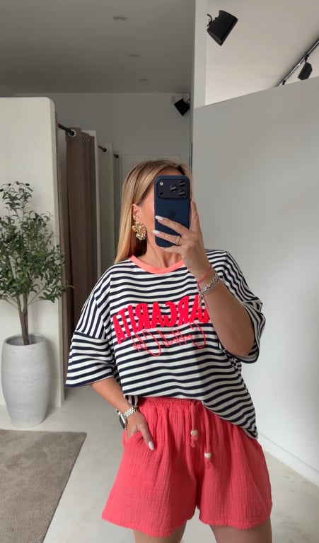 Short en coton corail