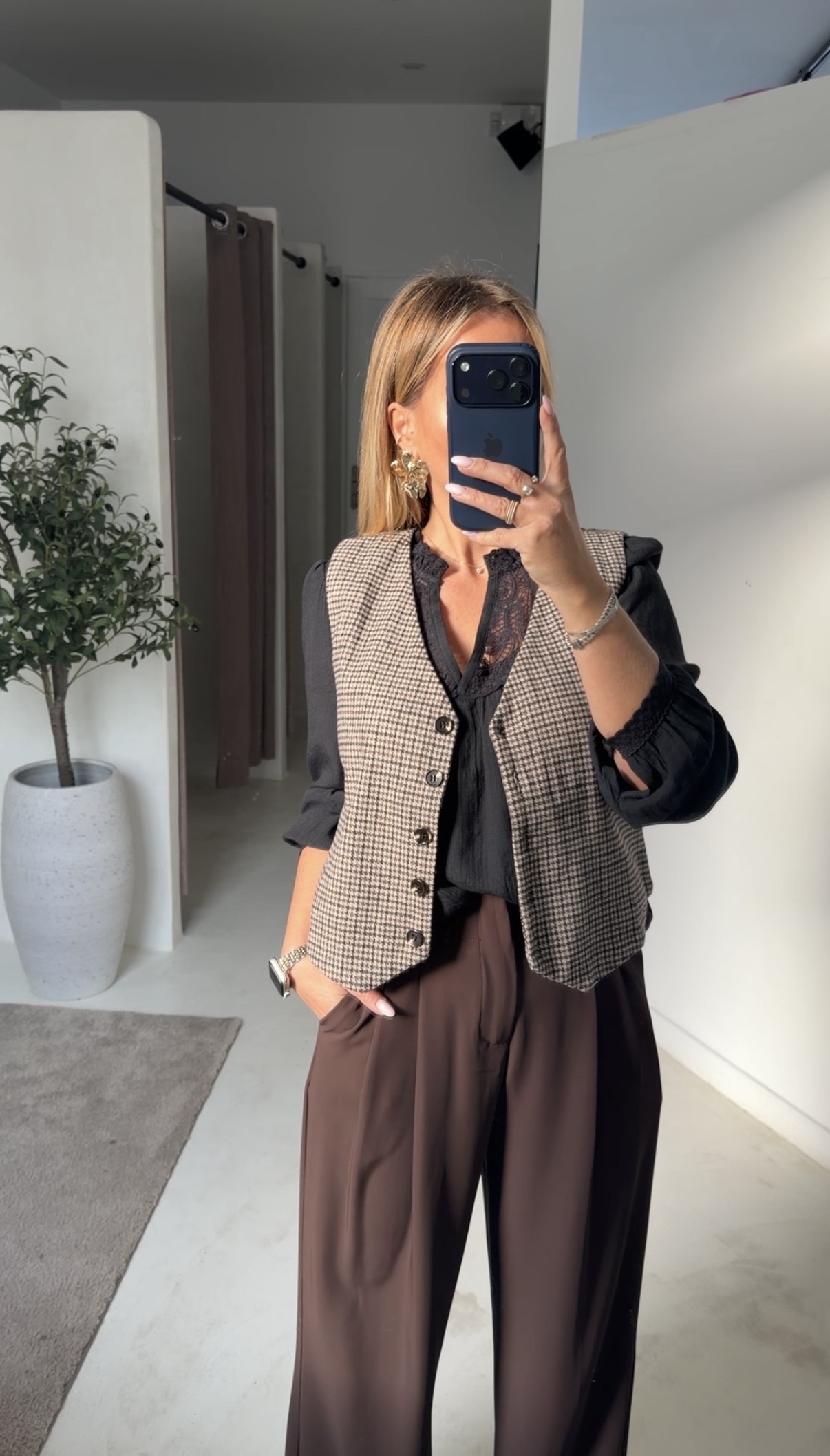 Gilet habillé sans manches à carreaux — vue 2