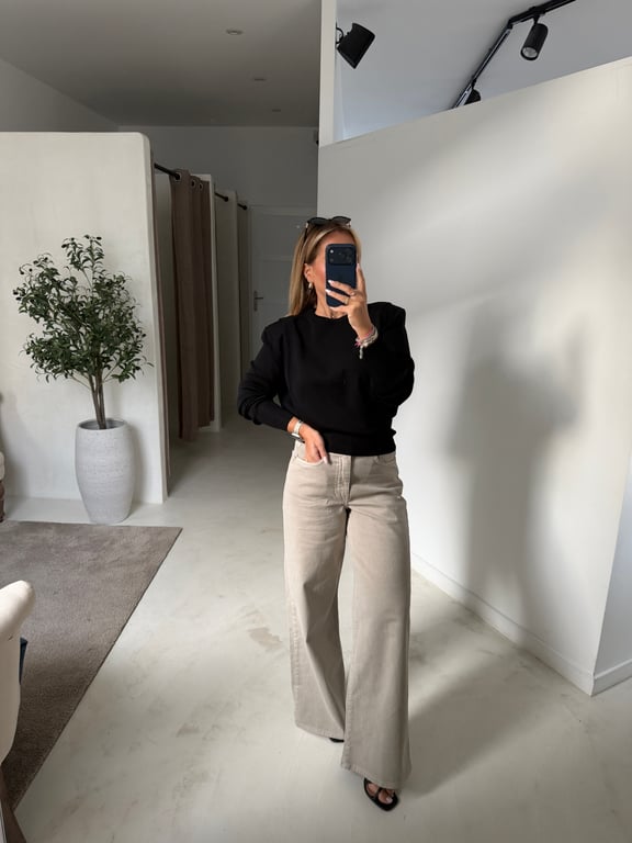 Jean taille haute gris clair