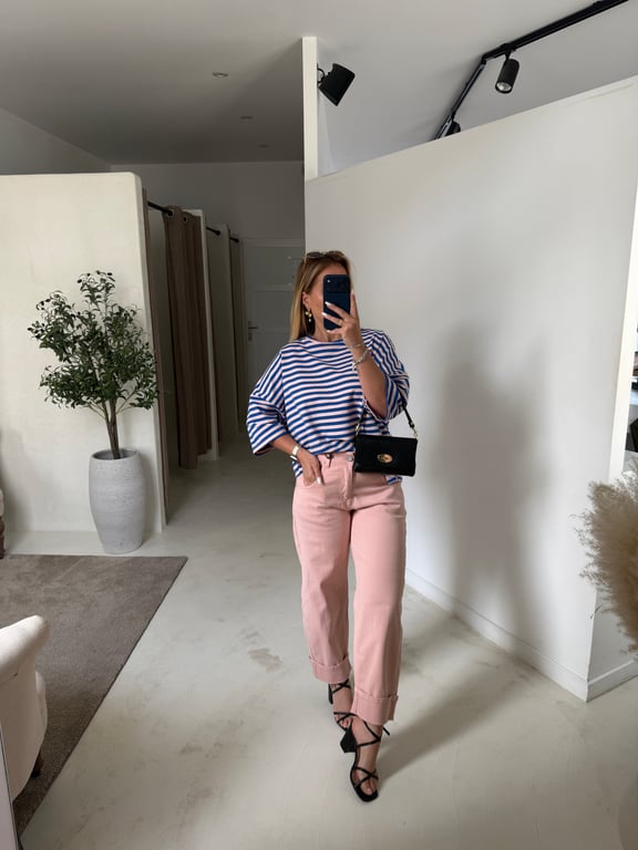 Marinière bleu et rose