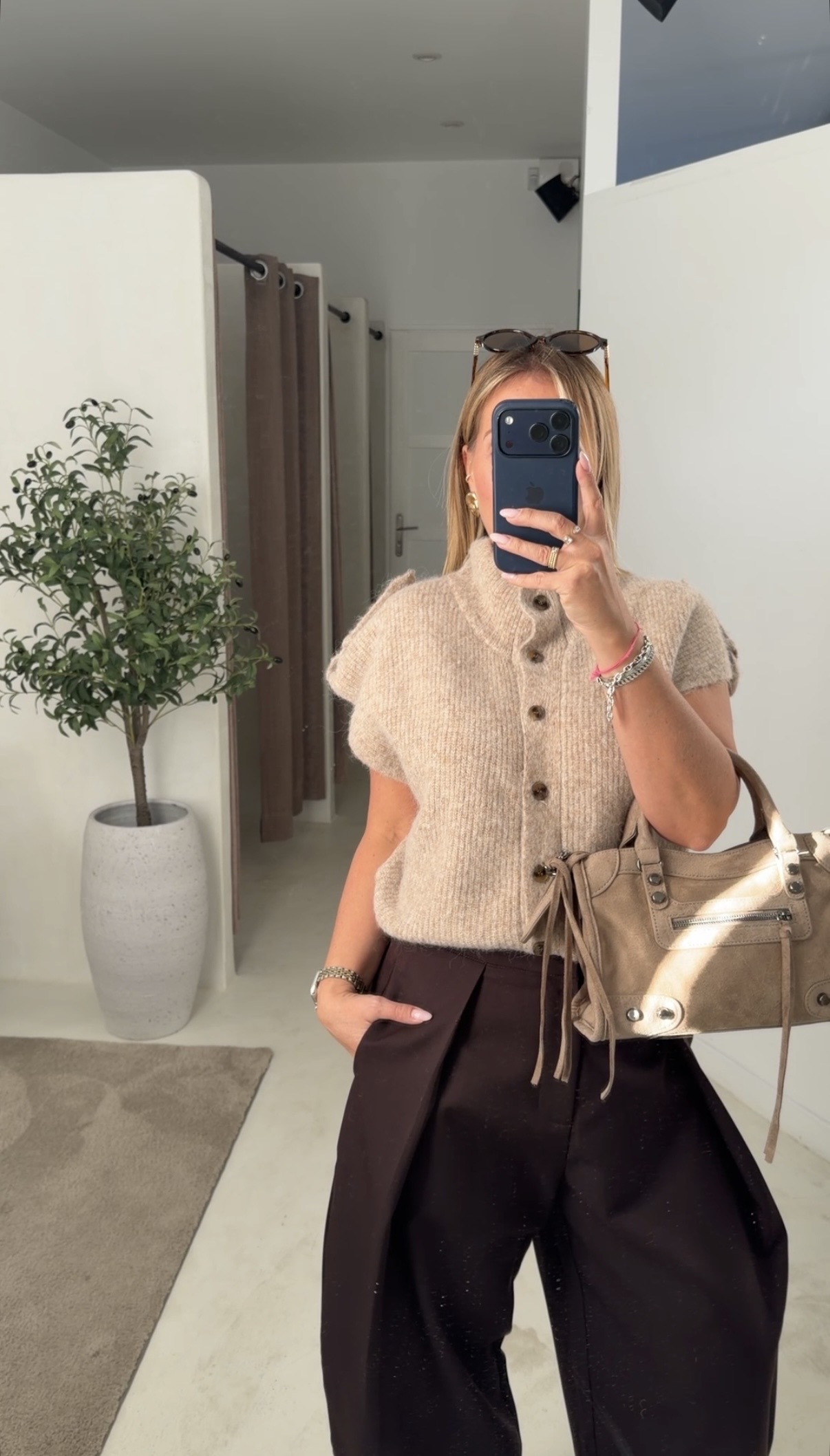 Gilet sans manches beige chiné — vue 2
