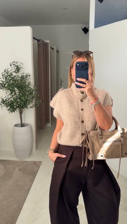 Gilet sans manches beige chiné — vue alternative